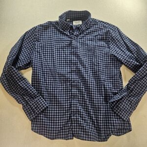 Twillory Untuckable Button Down Shirt L XL Tailored Fit Blue Check